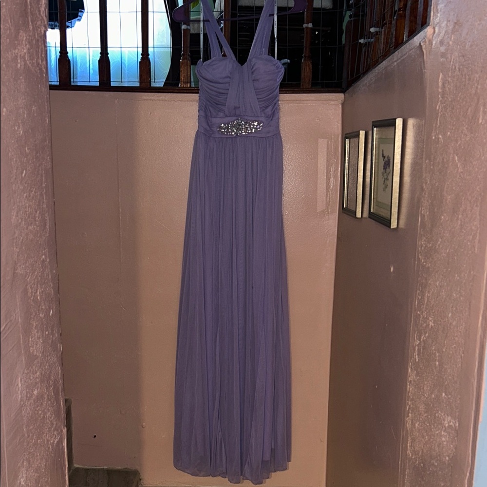 Lavender Maxi Dress with Embellished Waist